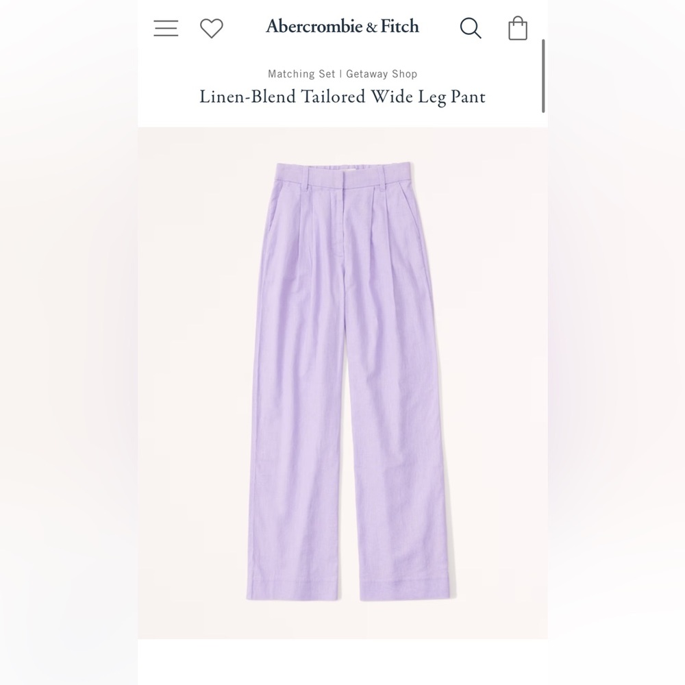 Abercrombie & Fitch Lavender Linen-Blend Wide Leg Pants